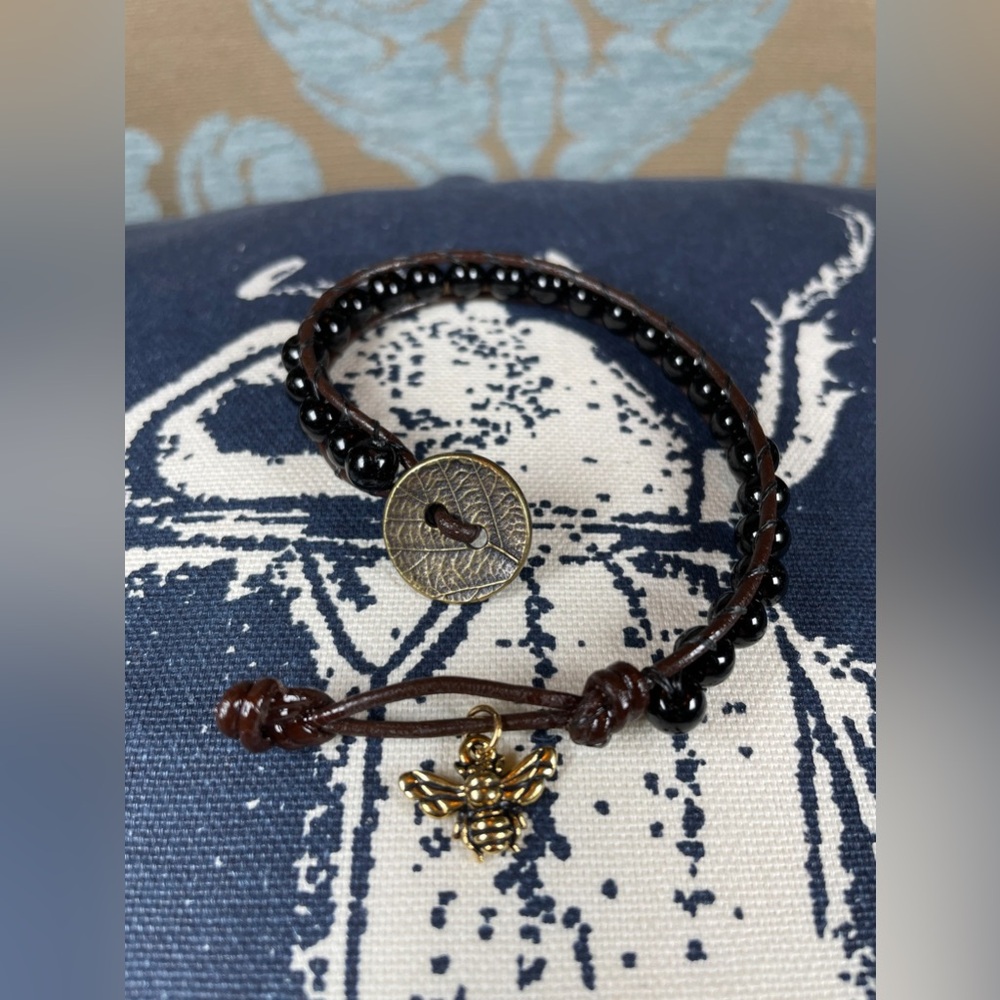 Stackable Obsidian Bead Bracelet - image 1